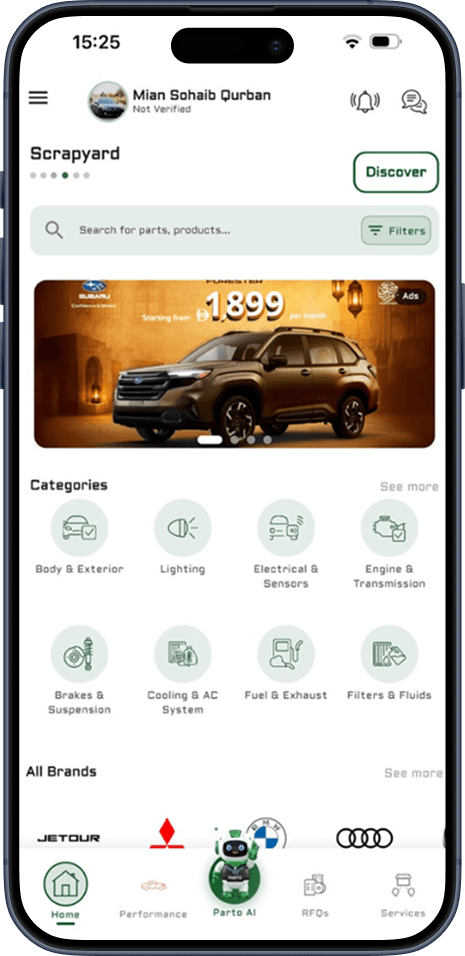 Mobile app screen